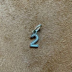 Pandora charm  sterling silver and crystals number 2 shape.
